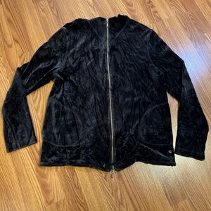 Escada Women's Gray Black Velvet Long Sleeve Zip- Up Hoodie Jacket Sz M Luxury